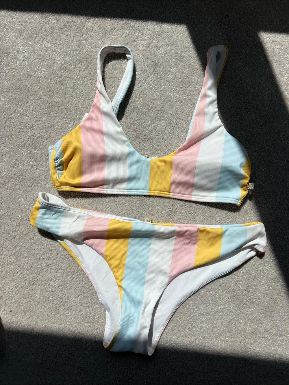 La Vie En Rose Pastel Striped Bikini - Yellow, Pink, Blue, White